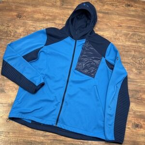 Under Armour Full Zip Jacket Ribbed Fitted Mens ColdGear 2XL Blue 2 Tone Pockets